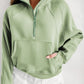 Black Fleece Lined Zip Up Stand Collar Thumbhole Sleeve Sweatshirt