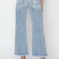 RISEN High Rise Crop Wide Fray Hem Jeans