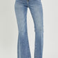 RISEN Full Size High Waist Raw Hem Flare Jeans