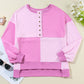 Color Block Half Button Long Sleeve Sweatshirt