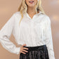 Satin Shirt Blouse with Chevron Fringe