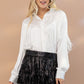 Satin Shirt Blouse with Chevron Fringe