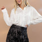 Satin Shirt Blouse with Chevron Fringe