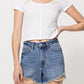 DISTRESSED RIGID MOM SHORTS