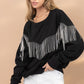 Rhinestone Fringe Pullover Top