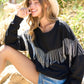 Rhinestone Fringe Pullover Top