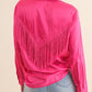 Satin Shirt Blouse with Chevron Fringe