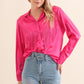 Satin Shirt Blouse with Chevron Fringe