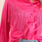 Satin Shirt Blouse with Chevron Fringe