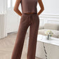 Devine Ribbed Round Neck Top and Pants Set