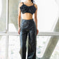 Vegan Leather Wide Leg Pants