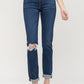 Distressed Roll Up Stretch Mom Jeans