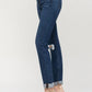 Distressed Roll Up Stretch Mom Jeans