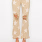 RISEN Full Size High Rise Star Printed Frayed Hem Jeans