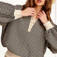 Oversized Two-Tone Textured Long Sleeve Top