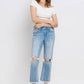 High Rise Frayed Hem Crop Straight Jeans