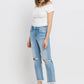 High Rise Frayed Hem Crop Straight Jeans