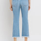 High Rise Frayed Hem Crop Straight Jeans