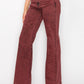 TUMMY CONTROL BURGUNDY HIGH RISE FLARE JEANS