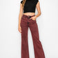 TUMMY CONTROL BURGUNDY HIGH RISE FLARE JEANS