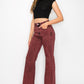 TUMMY CONTROL BURGUNDY HIGH RISE FLARE JEANS