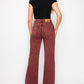 TUMMY CONTROL BURGUNDY HIGH RISE FLARE JEANS