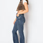 CORSET& ECO FABRIC HIGH RISE PHONE POCKET BOOTCUT