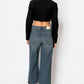 TUMMY CONTROL HIGH RISE CUFFED A WIDE LEG JEANS