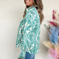 Women Print Smocked Cuff Buttoned Loose Shirt