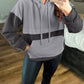 Color Block Kangaroo Pocket Drop Shoulder Hoodie