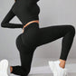 Mock Neck Long Sleeve Top and Leggings Active Set