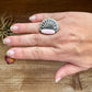 Ring -Size 7 - pink conch & sterling silver