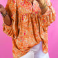 Bonbon Abstract Print Collared V Neck Babydoll Blouse