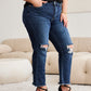 RFM Crop Dylan Full Size Tummy Control Distressed High Waist Raw Hem Jeans