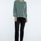 Washed Side Slit Oversized Cropped Sweater