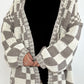 Checkered Open Front Long Sleeve Cardigan