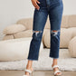 RFM Crop Dylan Full Size Tummy Control Distressed High Waist Raw Hem Jeans