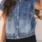 Button Up Cap Sleeve Denim Jacket