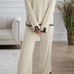 Contrast Trim Round Neck Top and Pants Sweater Set