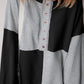 Color Block Half Button Long Sleeve Sweatshirt