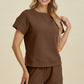 Double Take Full Size Texture Short Sleeve Top and Shorts Set