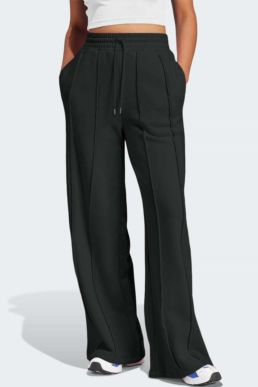 Drawstring Wide Leg Active Pants