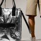 Silvery Foldable Rolling Large Shopping Tote Bag