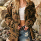 Geometric Button Up Long Sleeve Sherpa Jacket