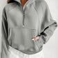 Black Fleece Lined Zip Up Stand Collar Thumbhole Sleeve Sweatshirt