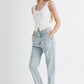 MABLE Pleated Front Detail Straight Jeans