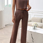 Devine Ribbed Round Neck Top and Pants Set