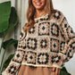 Crochet Patchwork Round Neck Pullover Sweater Top