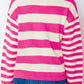 Contrast Stripes Johnny Collar Long Sleeve Sweater