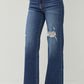 RISEN Full Size High Rise Distressed Wide Leg Jeans